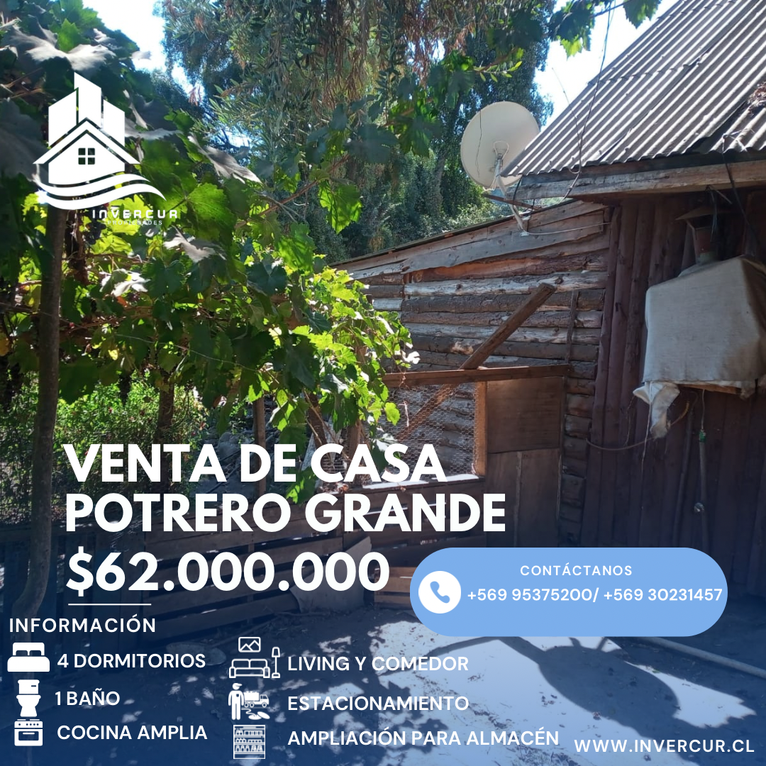 Venta casa con almacén, Potrero grande, Curicó